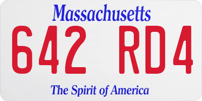 MA license plate 642RD4