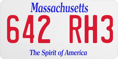 MA license plate 642RH3