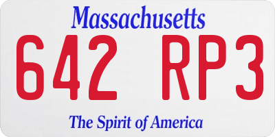 MA license plate 642RP3