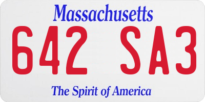 MA license plate 642SA3