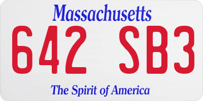 MA license plate 642SB3