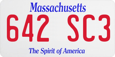 MA license plate 642SC3