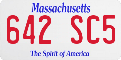 MA license plate 642SC5