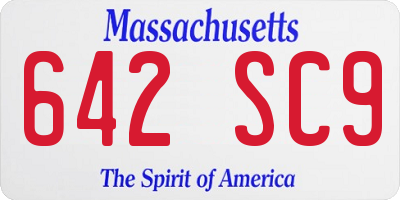 MA license plate 642SC9