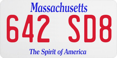 MA license plate 642SD8