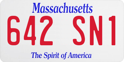 MA license plate 642SN1