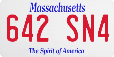 MA license plate 642SN4