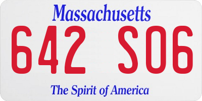 MA license plate 642SO6