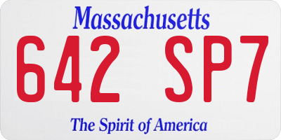 MA license plate 642SP7