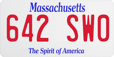 MA license plate 642SW0