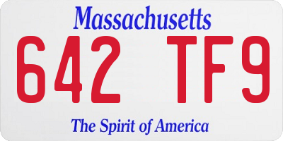 MA license plate 642TF9