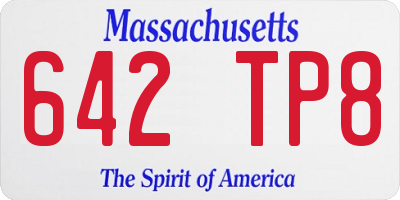 MA license plate 642TP8