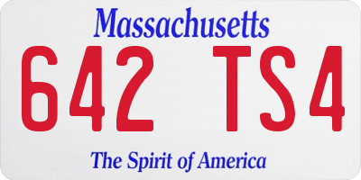 MA license plate 642TS4