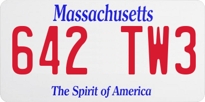 MA license plate 642TW3