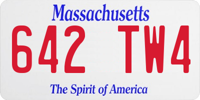 MA license plate 642TW4