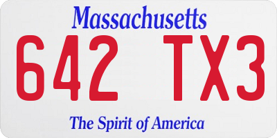 MA license plate 642TX3