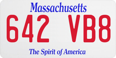 MA license plate 642VB8