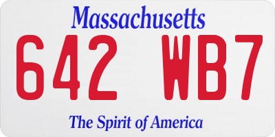 MA license plate 642WB7