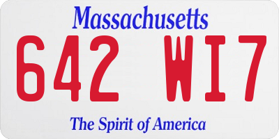 MA license plate 642WI7