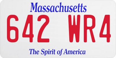 MA license plate 642WR4