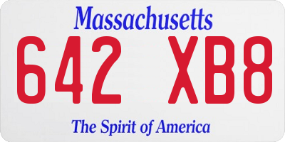 MA license plate 642XB8