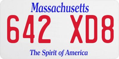 MA license plate 642XD8