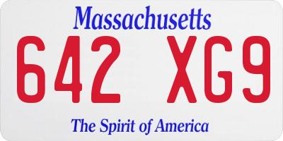 MA license plate 642XG9