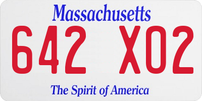 MA license plate 642XO2