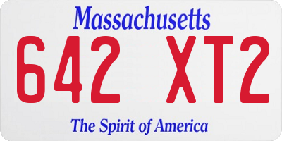 MA license plate 642XT2