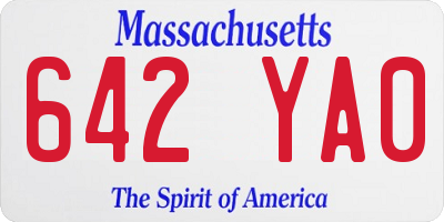 MA license plate 642YA0