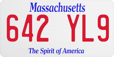 MA license plate 642YL9