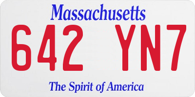 MA license plate 642YN7