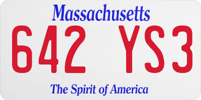 MA license plate 642YS3