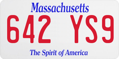 MA license plate 642YS9