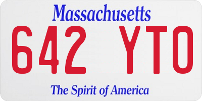 MA license plate 642YT0