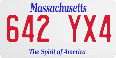 MA license plate 642YX4