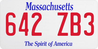 MA license plate 642ZB3