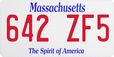 MA license plate 642ZF5