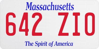 MA license plate 642ZI0