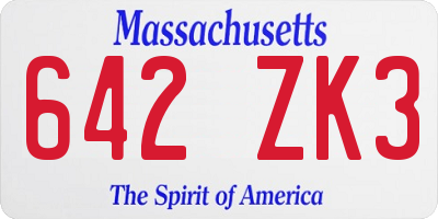 MA license plate 642ZK3