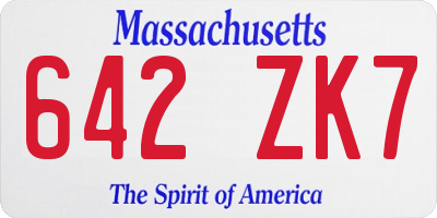 MA license plate 642ZK7