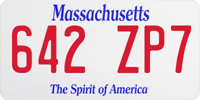 MA license plate 642ZP7