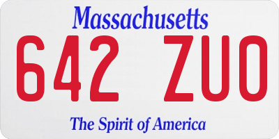 MA license plate 642ZU0