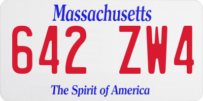 MA license plate 642ZW4