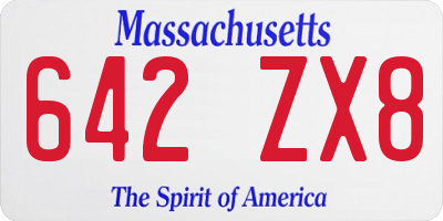 MA license plate 642ZX8