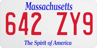 MA license plate 642ZY9