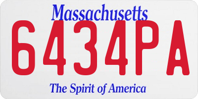 MA license plate 6434PA
