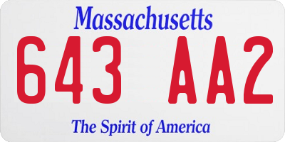 MA license plate 643AA2