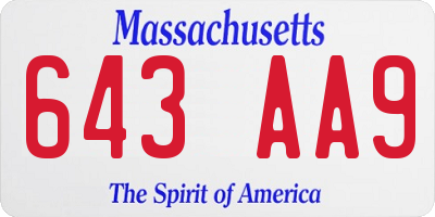 MA license plate 643AA9