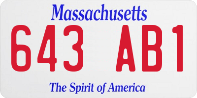 MA license plate 643AB1